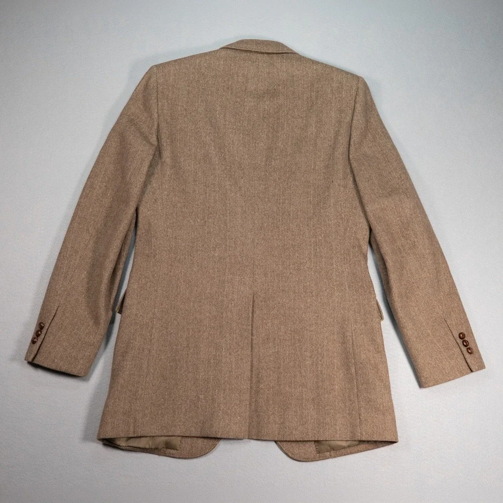 Vintage Camel Hair Wool Herringbone Blazer Brown Tailored in Japan‎ Mens 40 42